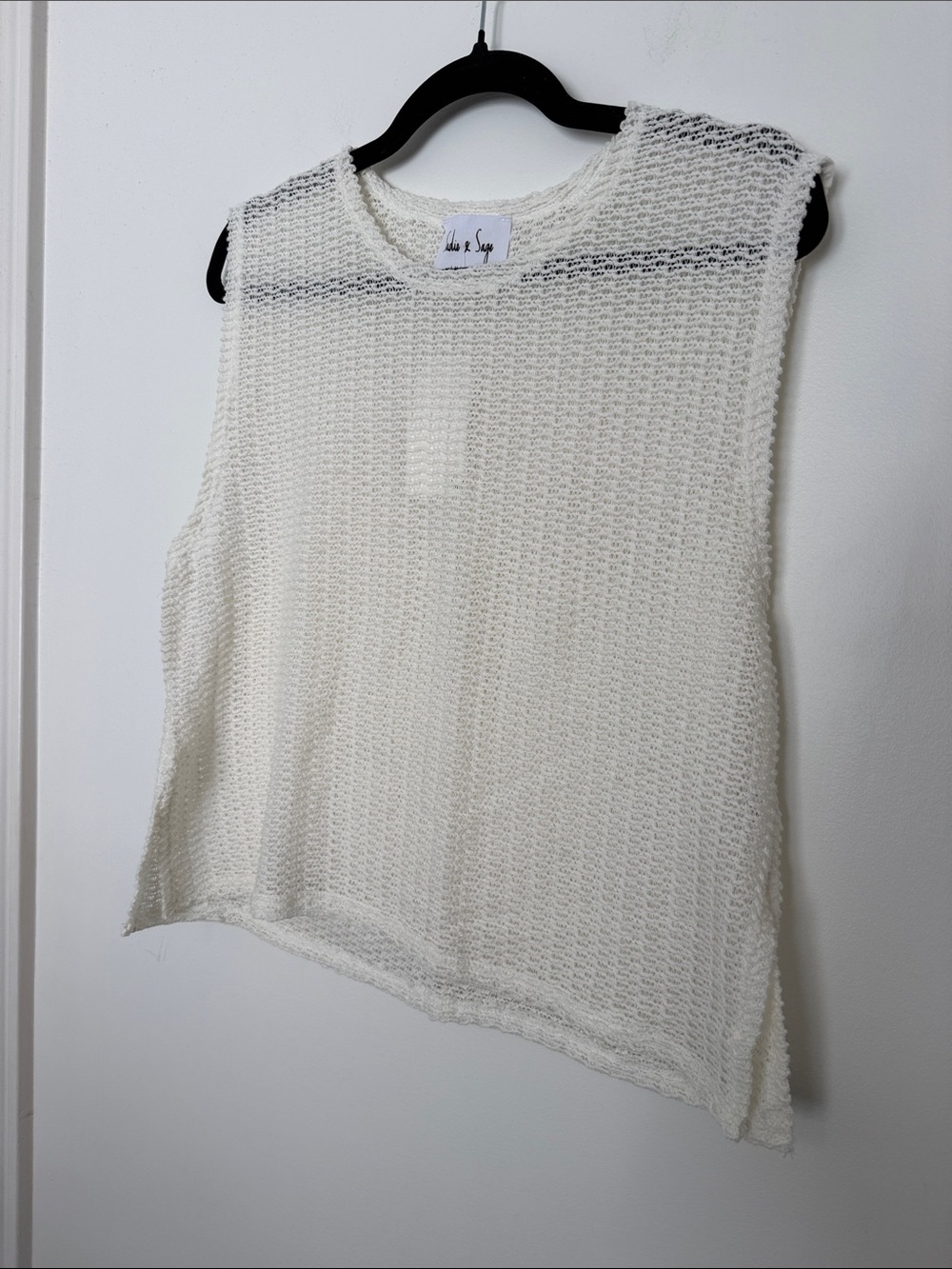 Sadie & Sage Ivory Open-Knit Tank Top size Medium